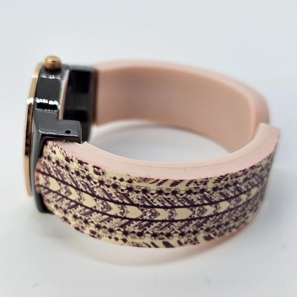 Maurices 34MM Purple Dial Multicolor Band Case Cuff Women Watch 5.5